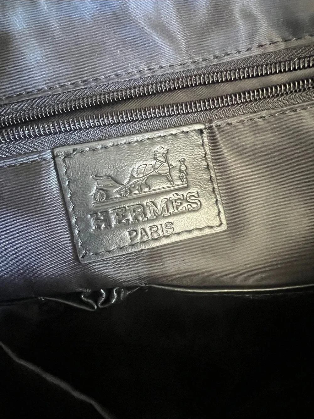 Hermes Black Leather computer bag  with Front Zip